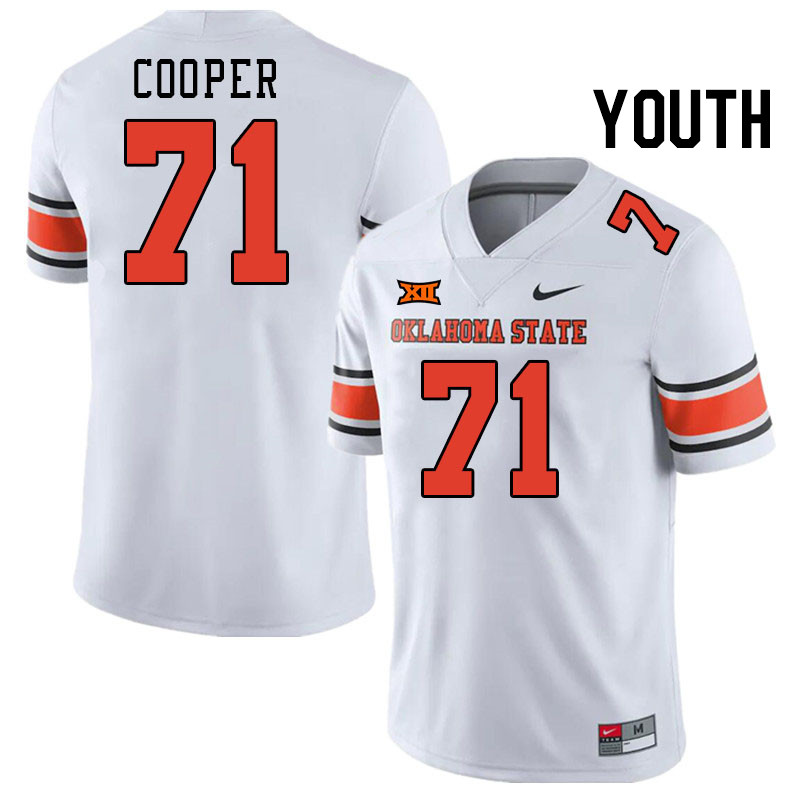 Youth #71 Dalton Cooper Oklahoma State Cowboys College Football Jerseys Stitched-White - Click Image to Close